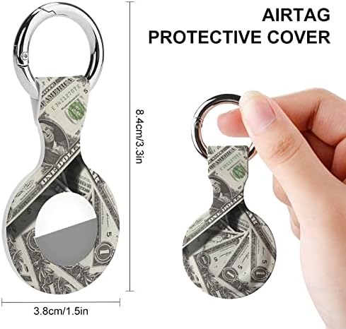 דפוס הדולר האמריקאי מארז תגי אוויר עם מחזיק מפתחות מגן על גשש אוויר מגן על מכסה תגי אוויר טבעת מפתח 2 יחידות