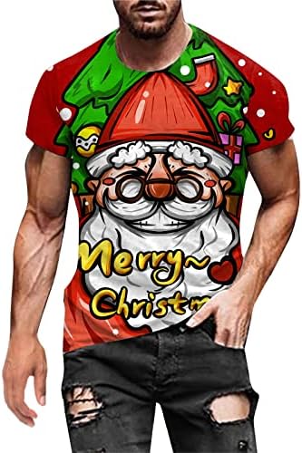 גברים Xiloccer סתיו חורף שרוול מזדמן שרוול קצר חג המולד 3d מודפסות חולצות אופנה חולצה עליונה חולצה פטיט מדומה צווארון צווארון