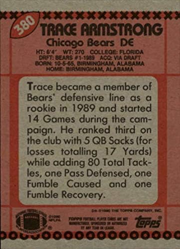 1990 Topps 380 Trace Armstrong Bears כרטיס כדורגל