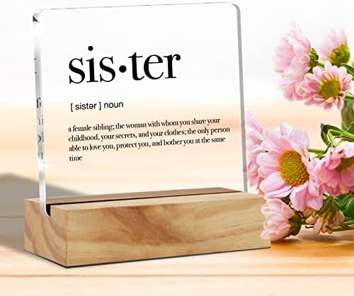 אחות מתנות הגדרת אחות שולחן כתיבה אחיות אחיות שולחן אקרילי שלט פלאק עם עץ עץ שולחן משרדי שולחן.