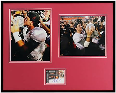 AJ McCarron חתום מסגר 16x20 כרטיס טירון ותצוגת תמונות Panini Alabama - תמונות NFL עם חתימה