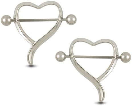 1 זוג כירורגי פלדת אהבת לב פטמת מגן בר טבעת פירסינג תכשיטים