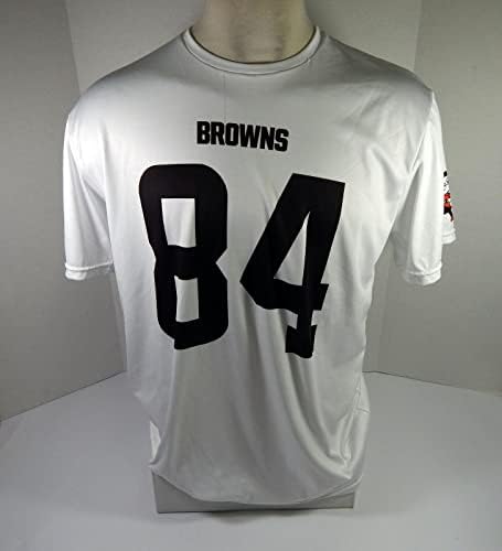 קליבלנד בראונס 84 משחק נעשה שימוש בתרגול לבן חולצת אימון ג'רזי XL DP45218 - משחק NFL לא חתום משומש גופיות