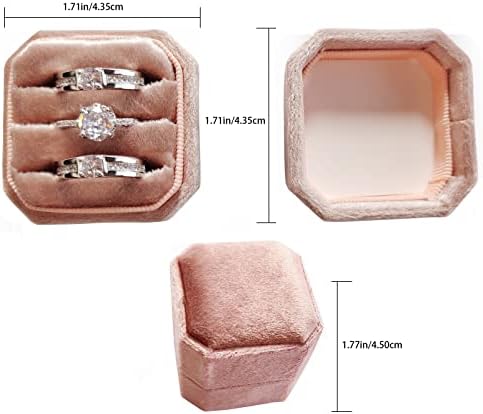 מתומן טבעת תיבת לחתונה טקס-פרימיום עתיק 3 חריצים נושא טבעת תיבת בציר טבעת תיבת עם מכסה נתיק לחתונה טקס הצעת אירוסין יום הולדת מתנה