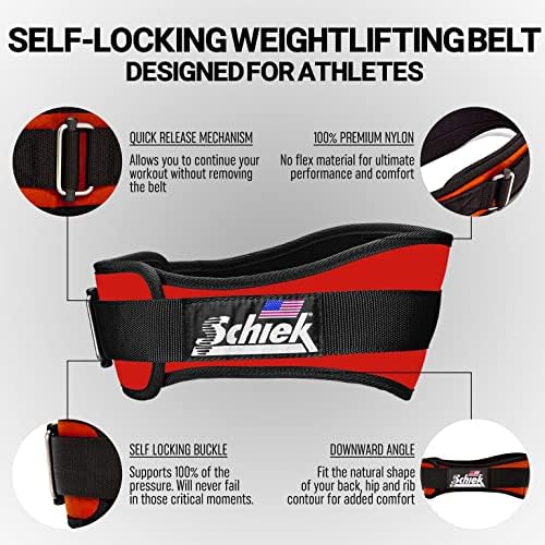 חגורת הרמה של Schiek Sports 2004 - תמיכה בגב תחתון בגודל 4.75 אינץ