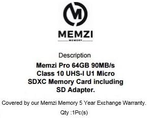 כרטיס זיכרון ממזי פרו 64 ג ' יגה-בייט 10 90 מגה-בייט/שניות עם מתאם זיכרון מיקרו וקורא מיקרו-יו-אס-בי למצלמות אקאסו אקשן