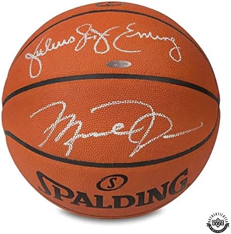 מייקל ג'ורדן ויוליוס ארווינג חתימה כדורסל ספאלדינג אותנטי - סיפון עליון - כדורסל חתימה