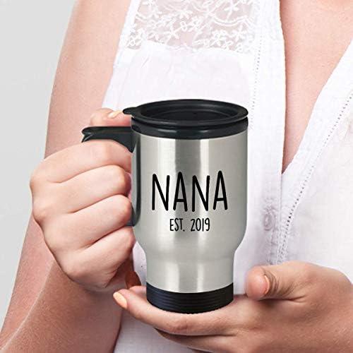 NANA 2019 ספל נסיעות - EST 2019 - מתנות בהתאמה אישית אישית הטובה ביותר לסבתא סבתא עתידית חדשה - תה חידוש נירוסטה טומבלרים - סרקזם הומור