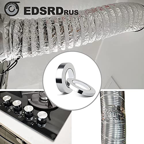Edsrdrus 1/2in x 98ft & 1in x 98ft קלטת אלומיניום כבד קלטת צינור רפלקטיבי קלטת קלטת נייר להבה להלהק חם וקור, איטום תעלות, תיקון מתכת