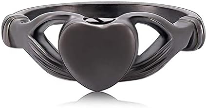 GMBN URN טבעות לב טבעת שריפת לב אפר נירוסטה מחזיק מזכרת מזכרת טבעת אצבעות כד זיכרון לנשים