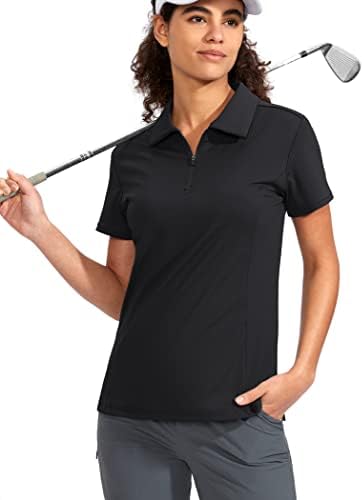חולצת גולף לנשים ויודיה שרוול קצר עם רוכסן מהיר מתיחה מהירה טניס טניס חולצות פולו לנשים בגדי גולף
