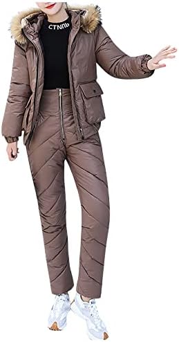 מעילי חורף של טופנדר לנשים חליפת ברד עם שרוול ארוך מטה מרופד ז'קט מרופד חליפת ז'קט מרופדת דו-חלקית דו-חלקית