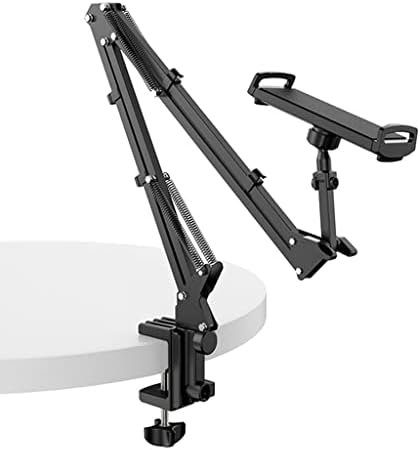 Jkuywx שולחן עבודה מתכת עמדת זרוע ארוכה טבליות מעמד מיטת שולחן עבודה שולחן עבודה עצלה תמיכה בסוגיית סמארטפון בום זרוע