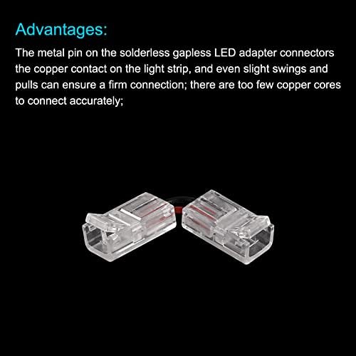Meccanixity L צורה 2 מחברי LED PIN, 8 ממ רוחב 90 מעלות זווית פינתית מחברי הרחבה ללא הלחמה עבור 5050 3528 רצועות תאורת LED RGB, חבילה של