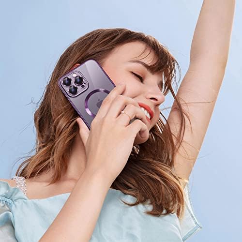 דינגקוק לאייפון 14 Pro Max Case Magsafe, מארז טלפון ברורה מגנטית עם מגן מסך וכיסוי מצלמה, מקרה אלקטרוליטי שקוף לנשים/ילדה/גברים