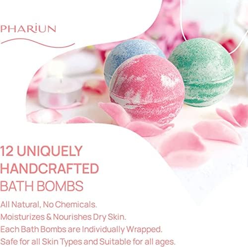 מקלחת פצצות, טבעי טרי 12 סוגים של ארומתרפיה ניחוחות מקלחת אמבטיה פצצה עם צמח חיוני שמני ויבש פרח, 12 לספור גדול עבור נשים וגברים