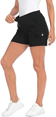 מכנסי מטען לנשים HDE עם כיסים המותניים הגבוהים משיכה במכנסיים קצרים מזדמנים