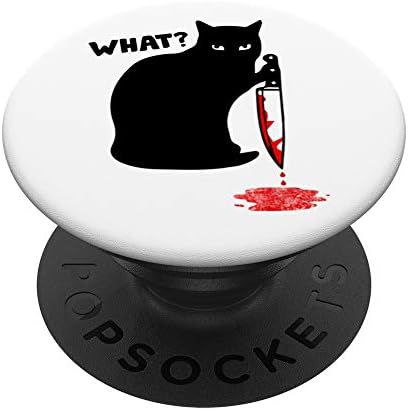 חתול איזה חתול שחור מצחיק כיף חתול רצחני עם סכין פופריפ פופגריפ: אחיזה ניתנת להחלפה לטלפונים וטבליות