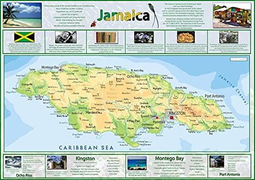 מפה ציורית של ג 'מייקה - 23.4 על 16.5 אינץ' - נייר למינציה