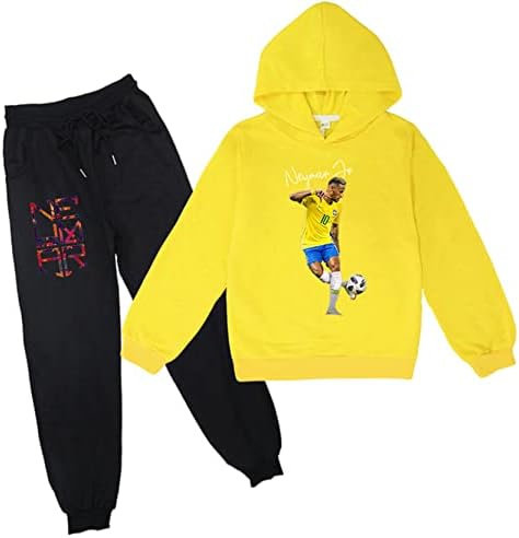 Jingo936 ילד ילד ילד סוודר קפוצ'ון Neymar JR צמרות שרוול ארוך וחליפת מכנסי ריצה, אימוץ ברדס לילדים