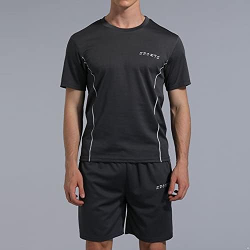 חולצת טריקו עם שרוול קצר של Doomiva גברים ומכנסיים קצרים הגדרת בגדי ספורט 2 חלקים אימוני אימון תלבושת אתלטית מזדמנת