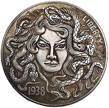 מטבע המורגן וונדרר האמריקני 1938 מדוזה אישה יפה ונחש מטבעות זיכרון אוסף מלאכה לקישוט הבית מתנות