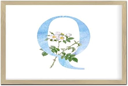עץ תלייה שלט ממוסגר כחול מונוגרמה ראשונית אות ראשונית q קישוט אמנות קיר למנטל מעורר השראה מוטיבציה שלט לוחית שלט פרחי זר פרחי בר פרחי