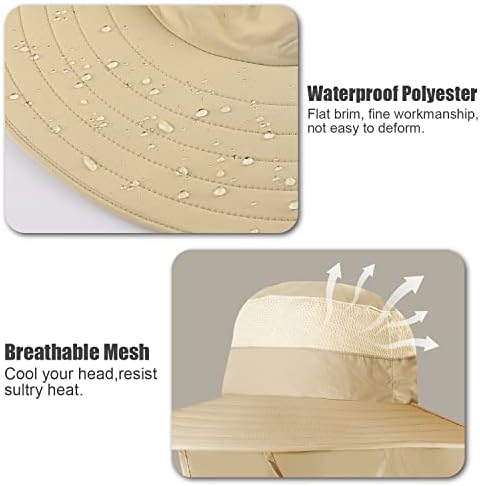כובע שמש רחב שוליים עם דש צוואר לגברים נשים upf 50+טיול דיג עמיד למים כובע כובע כובע עם הגנת UV