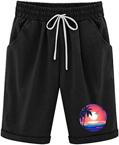 מכנסיים קצרים ברמודה לנשים אורך ברך קיץ מזדמן בצבע טהור מכנסיים קצרים עם כיסים מכנסיים קצרים של חוף טרקלין נוח