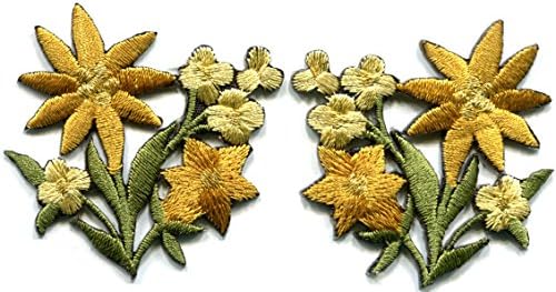 חבצלות זהב זוגות פרחים זר פרחוני בוהו רטרו רקום אפליקציות ברזל טלאים חדשים