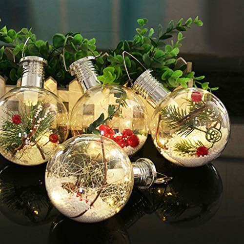 Uonlytech חג המולד תלוי סולארי עץ חג המולד תלוי קישוט אור מנורה לילה כדור חג מולד לחדר שינה ביתי Chrismtas ציוד מסיבות
