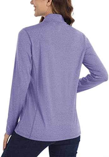 Tacvasen's UPF 50+ חולצות 1/4 הגנה מפני רוכסן השמש שרוול ארוך חולצה יבש מהיר טיולים קלים חיצוניים