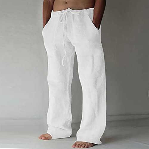 מכנסי פשתן זפוטיים גברים פתוחים תחתונים רזים מתאימים לקיץ רגיל מכנסי חוף נוחים מזדמנים עם כיסים