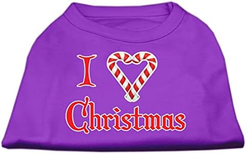 מוצרי חיות מחמד של מיראז '8 אינץ' אני לב לחג המולד לחג המולד חולצות הדפס לחיות מחמד, X-SMALL, סגול