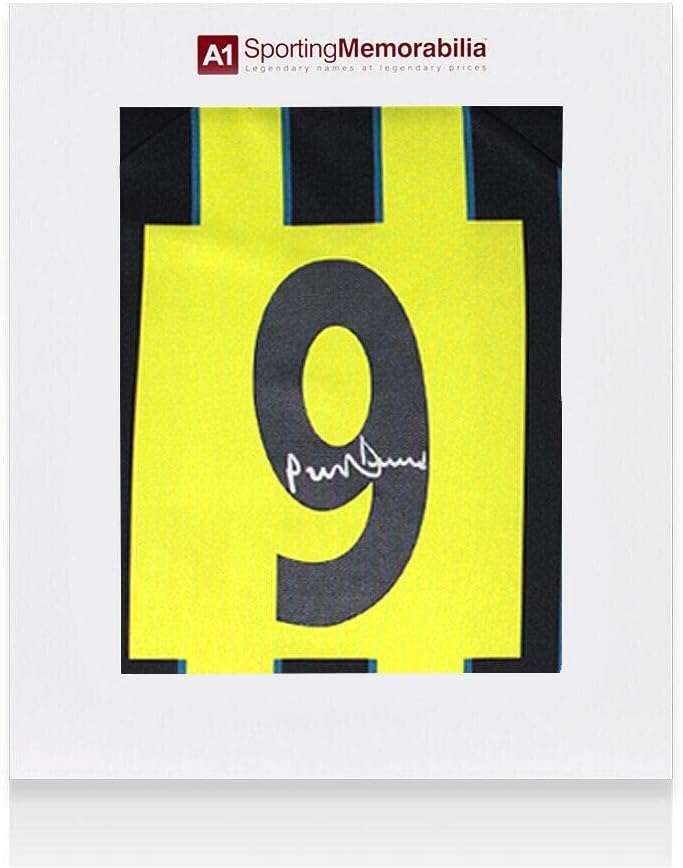 פול דיקוב חתם על חולצת סיטי מנצ'סטר - מספר 9 - קופסא מתנה חתימה - גופיות כדורגל עם חתימה