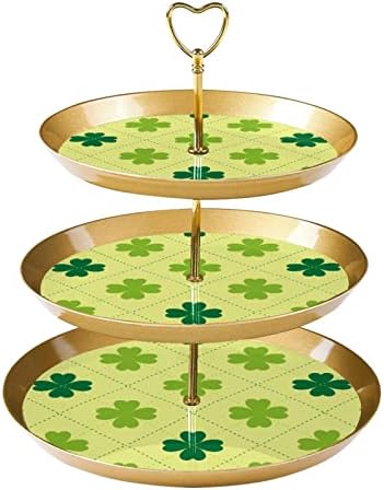 ארבעה מחזיק עוגות תלתן עלים למאפה, 3 עוגת זהב פלסטיק שכבתית עמדת שולחן קינוח, מתלה מאפה של מגדל עץ עוג