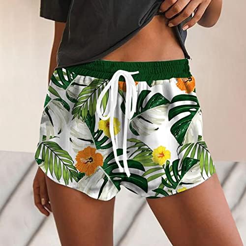 מכנסיים קצרים של חוף פירו לנשים לחופשת קיץ בוהו מודפסים מודפסים המותניים האלסטיים המותניים המהירים מהיר מכנסיים קפלים מזדמנים