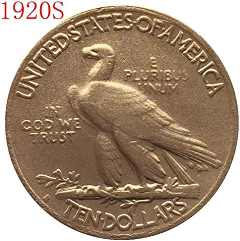 מצופה זהב 24-K מצופה 1920-S $ 10 $ זהב הודי חצי נשר מטבע עותק העתק עותק מתנה בשבילו