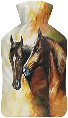 שמן ציור סוסים בקבוקי מים חמים שקית מים חמים עם כיסוי חמוד לתקופת הקלה בכאב התכווצויות