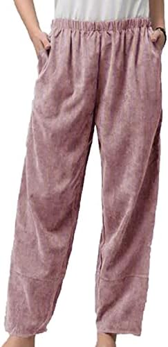 נשים מקרית בבאגי טרקלין מכנסיים מוצק אלסטי מותניים קיץ חוף מכנסיים קל משקל רחב רגל זורם מכנסי טרנינג