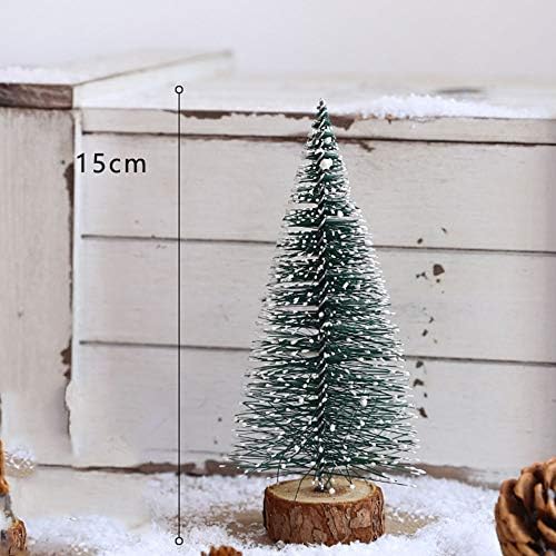 עצי חג המולד של NJIA מיני, עצי חג מולד מלאכותיים קטנים, דגם מיני שלג עצי כפור עצי מברשת בקבוק קישוטי שלג חורפי עצי דגם שולחן 1129