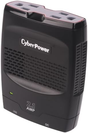 CyberPower CPS175SURC1 175W מהפך כוח נייד עם מטען USB 2.1A - עיצוב קו דק, שחור/אפור