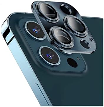 מגן מסך עדשת מצלמה לאייפון 12 פרו מקס 6.7 אינץ', הגנה ברורה מזכוכית מחוסמת פרימיום, מגן עדשות מצלמה נגד שריטות מסגרת מתכת, כחול