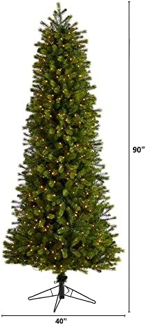 7.5ft. עץ חג המולד המלאכותי Slim Colorado Spruce Artificial עם 600 נורות LED מיקרו לבנות חמות עם טכנולוגיית חיבור מיידי ו 1316 ענפים הניתנים