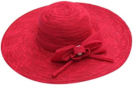 נשים תחרה תחרה קשת כובעי כובעי חתונה כלה כלה שוליים גדולים מגלגלים פרחי עלים לאלוף מתכוונן חוף קל משקל