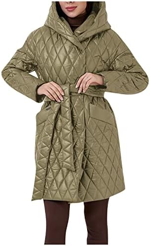 מעילי חורף של Huankd נשים צבע אחיד בכיסי שרוול ארוך ז'קט כותנה סתיו ומעיל משקל קל רוכסן
