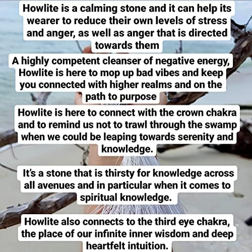 אבן Howlite טבעית מאלה 108 חרוזים קשר עם ציצית כסף. ריפוי תכשיטים, גבישי עיניים שלישיים מרגיעים. חרוזי מדיטציה. קריסטלים של Roxxy