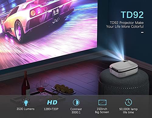 UXZDX Cujux חדש טק 5G מקרן מיני TD92 יליד 720p מקרן טלפון חכם 1080p וידאו 3D קולנוע ביתי PROYECTOR PROYECTOR