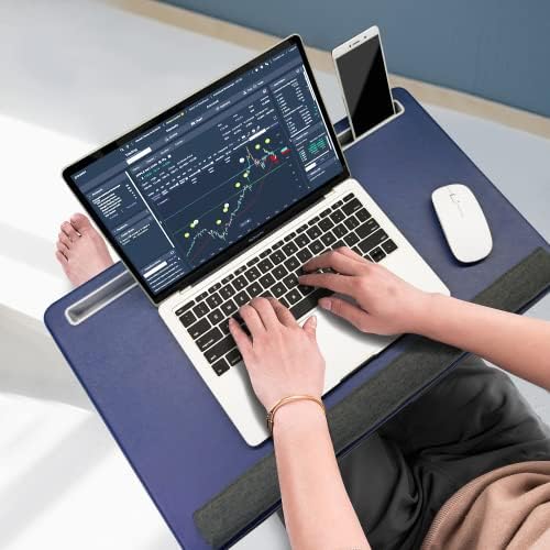 שולחן מחשב נייד גדול במיוחד - מחשב נייד - חומר PU מלא מגש משחקי עכבר עכבר - Lapdesk נייד עם מחזיק טלפון ומנוחת כף היד למחברת, מקבוק, טאבלט,