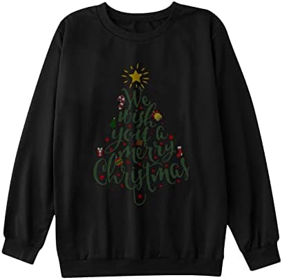 סווטשירט תואם לחג המולד למשפחה שרוול ארוך צוואר עגול עץ חג המולד סוודר הדפסים סוודר לילדים נשים גברים